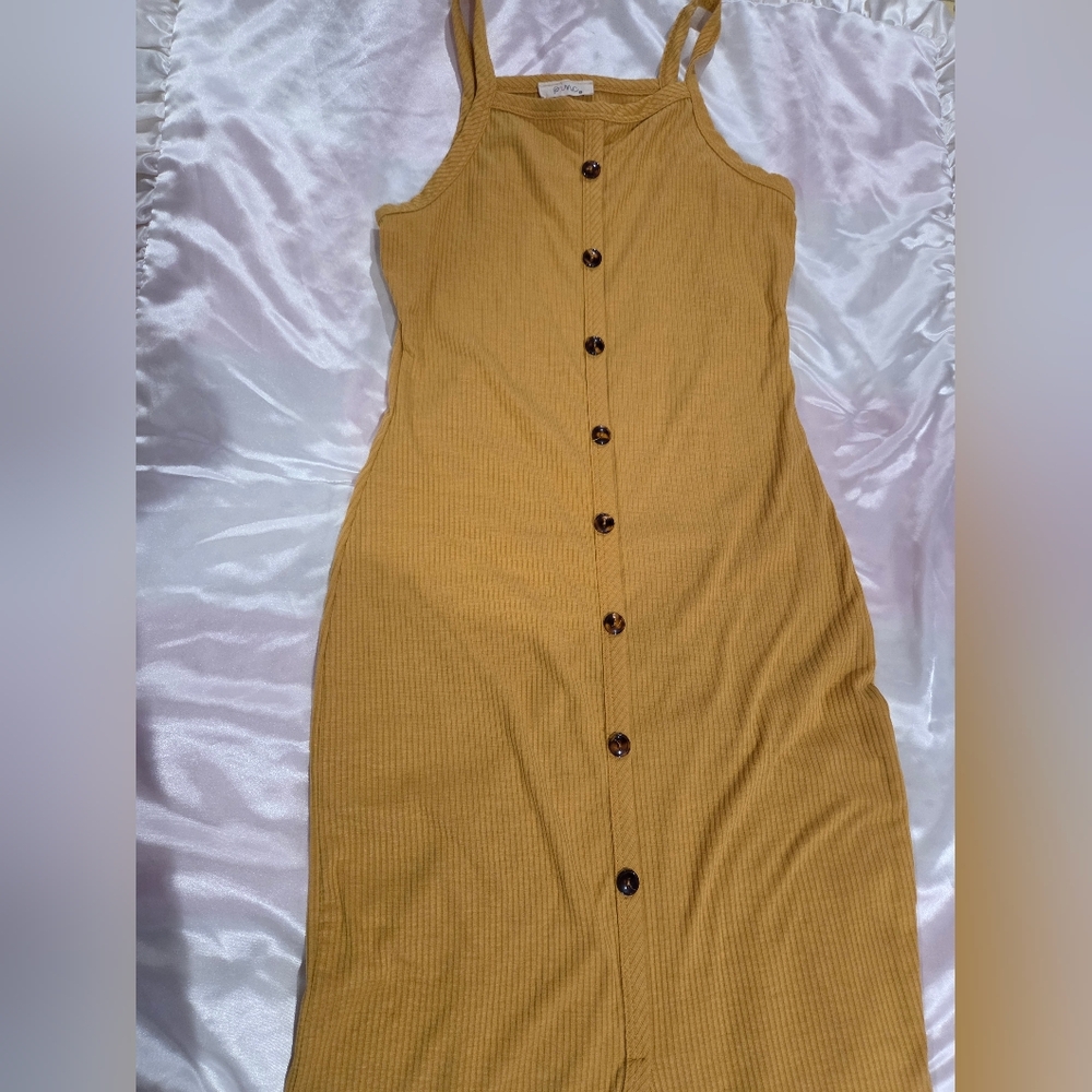 Pinc Mustard Sleeveless Midi Dress